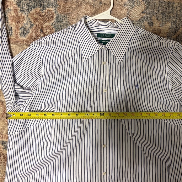 LRL Ralph Lauren Women's Plus Blue Stripe Non-Iron Button-Front Shirt Top 2X - Picture 7 of 10